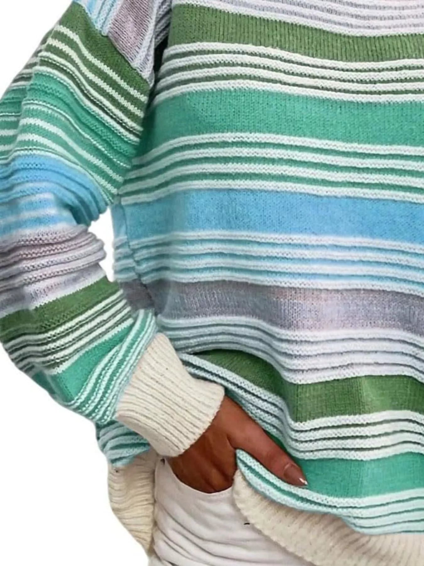 Rainbow Striped Drop Shoulder Oversized Sweater 