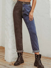 Two Tone Straight Leg Jeans 