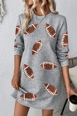 Sequin Football Long Sleeve Mini Dress 