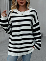 Striped Dropped Shoulder Sweater 