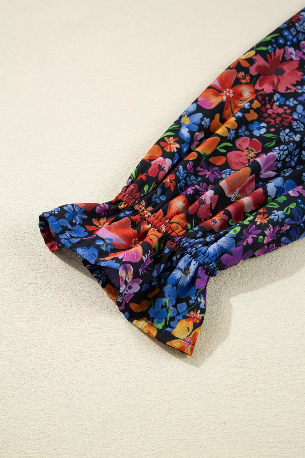 Floral Notched Flounce Sleeve Maxi Dress 