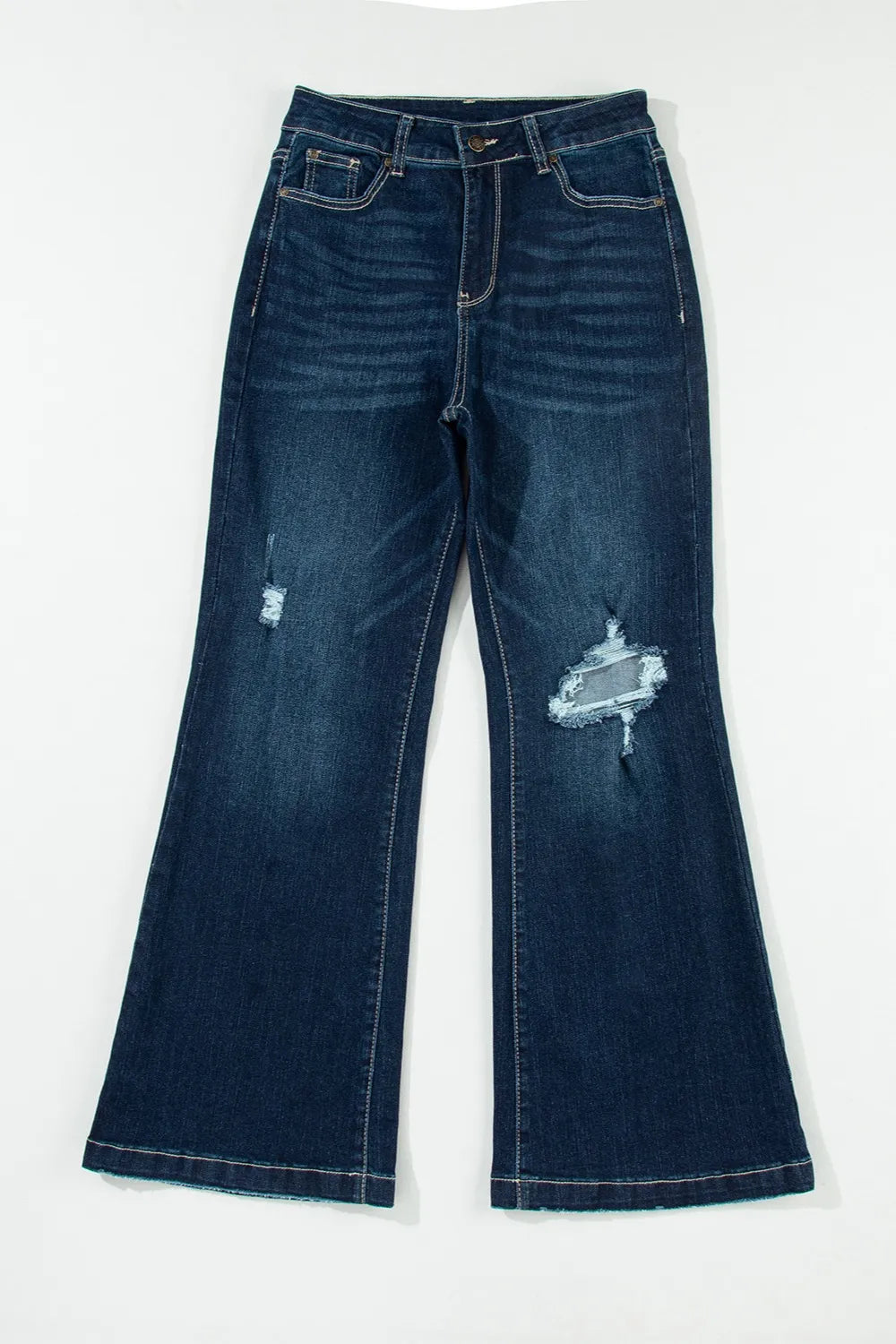 Distressed Wide Leg Jeans with Pockets 