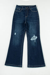 Distressed Wide Leg Jeans with Pockets 