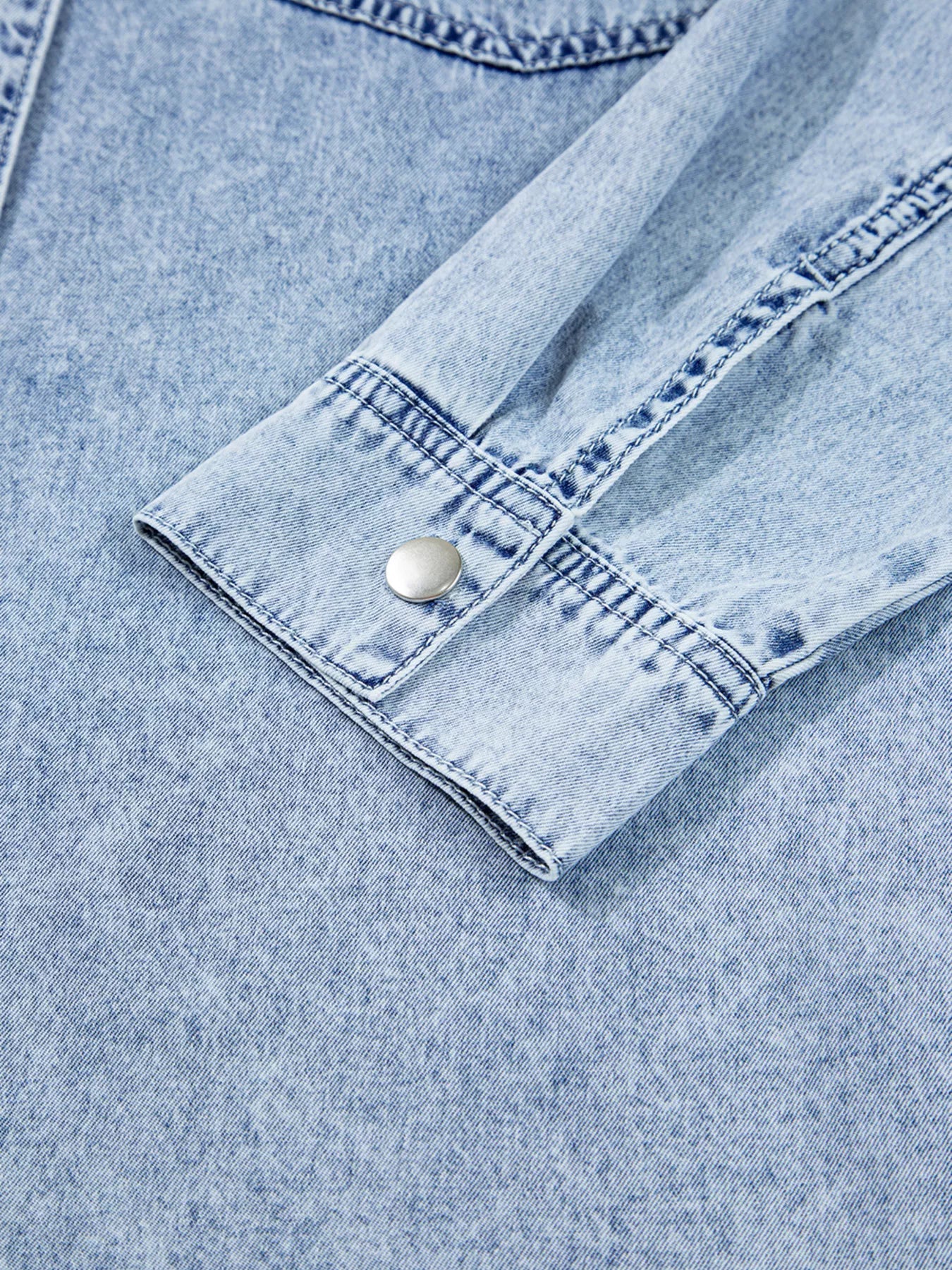 Chest Pocket Raw Hem Denim Loose Shirt Dress 