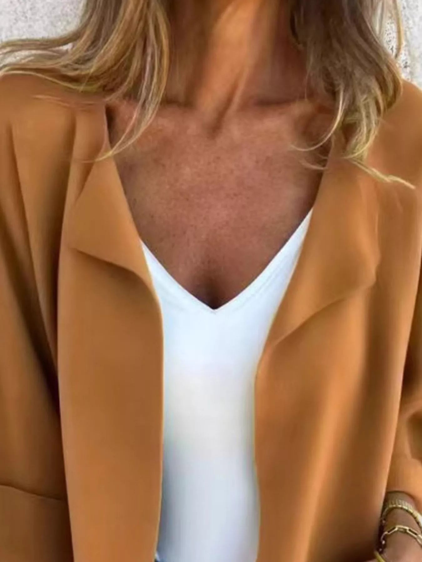 Full Size Open Front 3/4 Sleeve Casual Cardigan Plus Size 