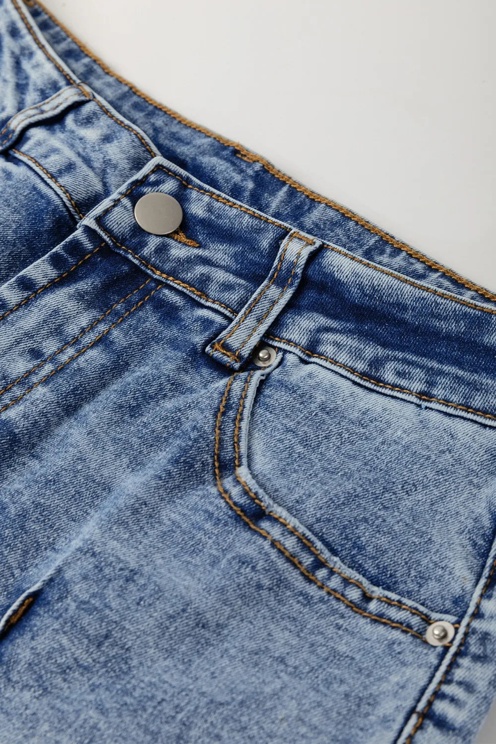 High-Waisted Wide-Leg Cuffed Jeans 
