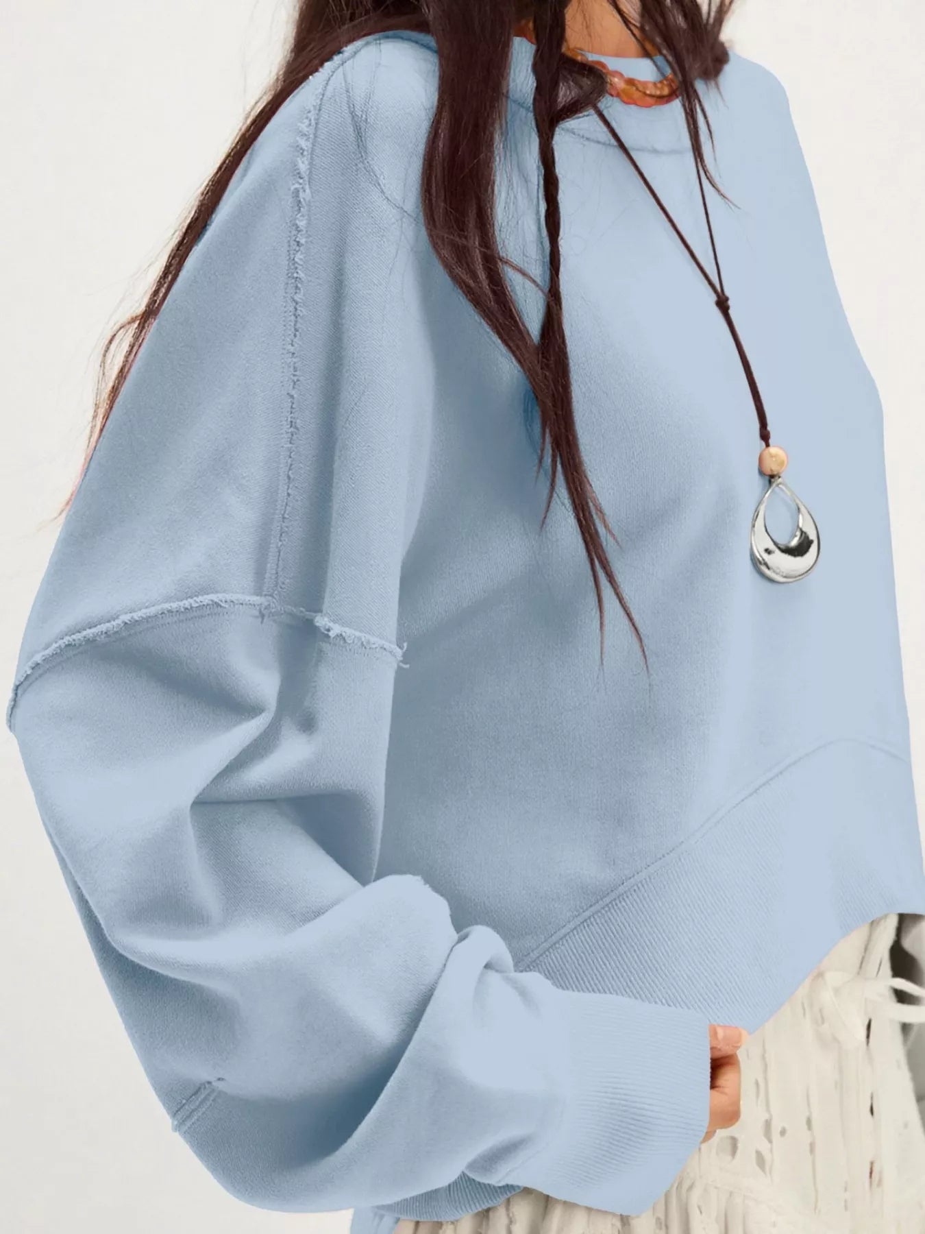 Exposed Seam Dropped Shoulder Sweatshirt 