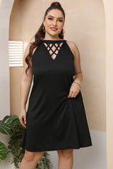 Plus Size Cutout Round Neck Sleeveless Dress 