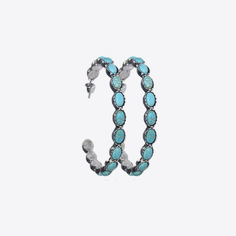 Artificial Turquoise C-Hoop Earrings Trendsi