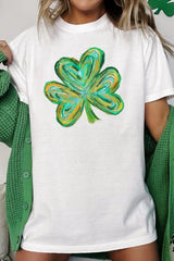 Lucky Clover Round Neck Short Sleeve T-Shirt 