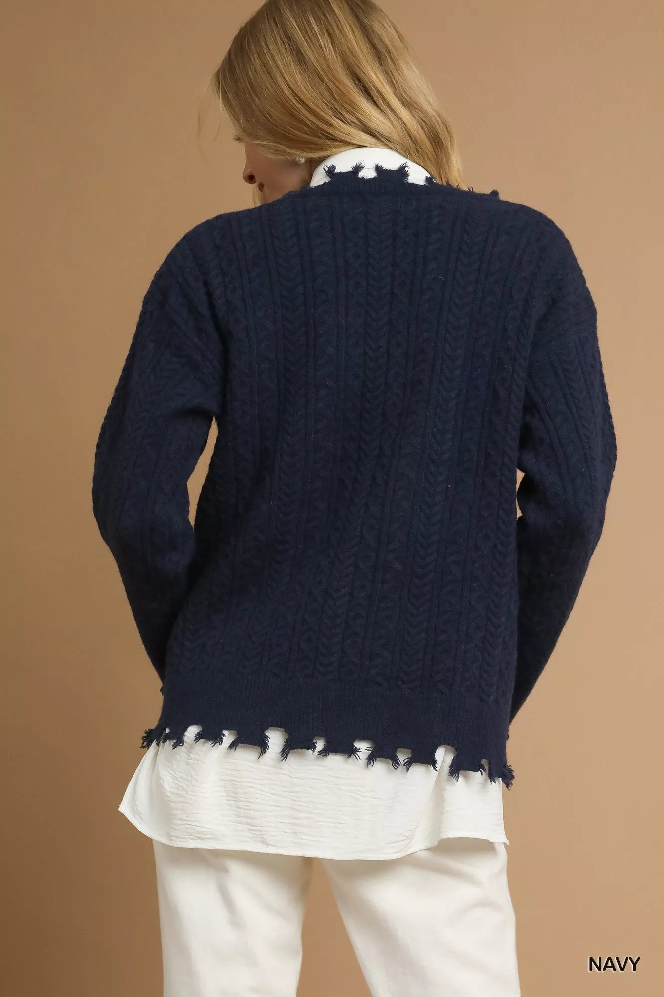 Umgee Distressed American Flag Sweater 