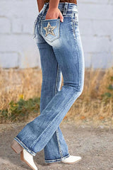 Star Embroidered Bootcut Jeans 