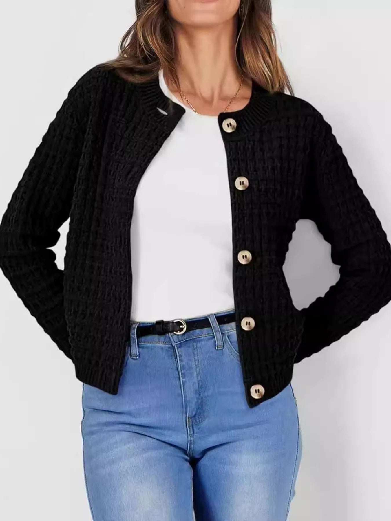 Button-Up Long Sleeve Cardigan 