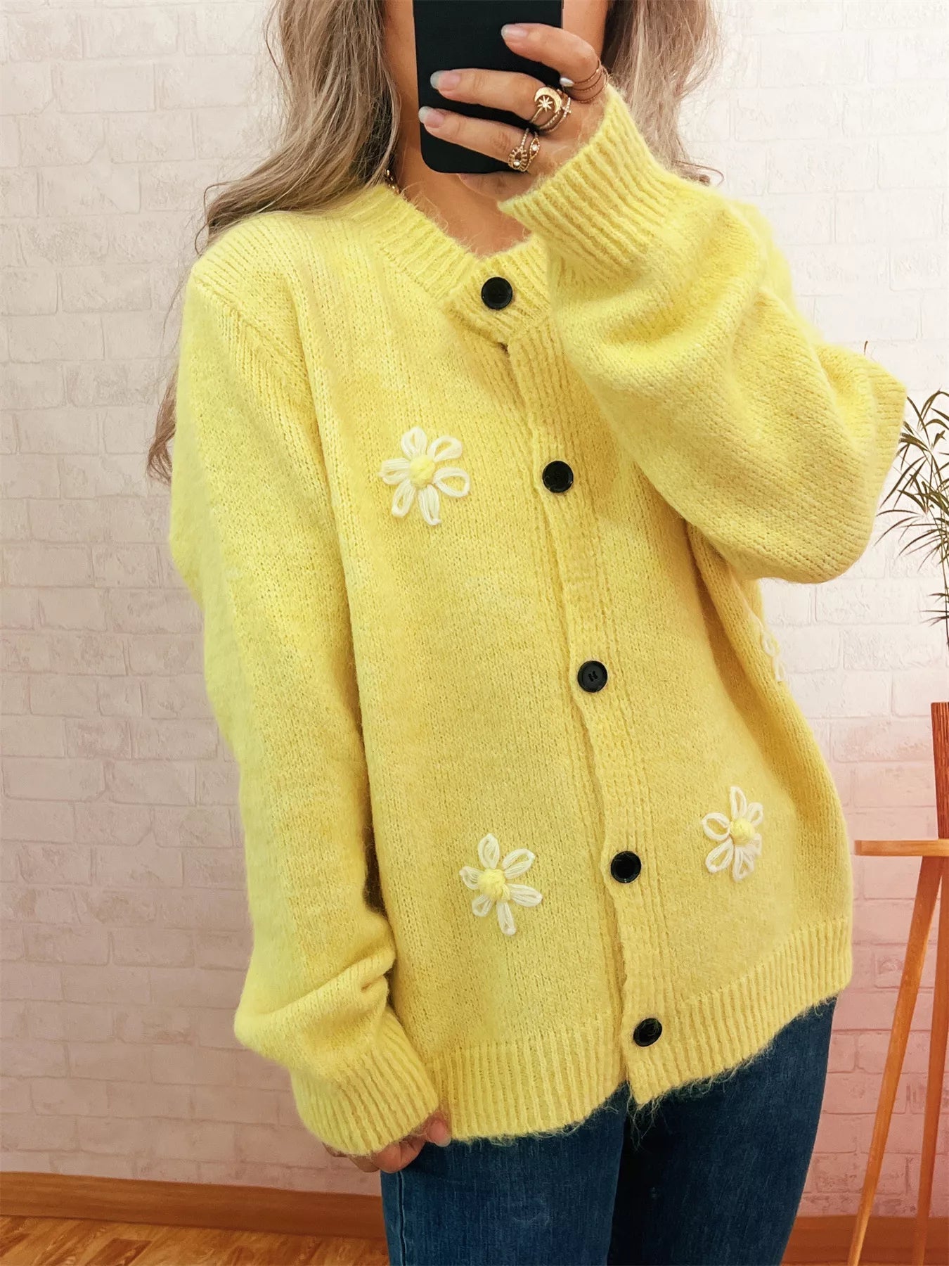 Flower Button-Down Cardigan 