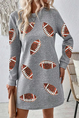Sequin Football Long Sleeve Mini Dress 