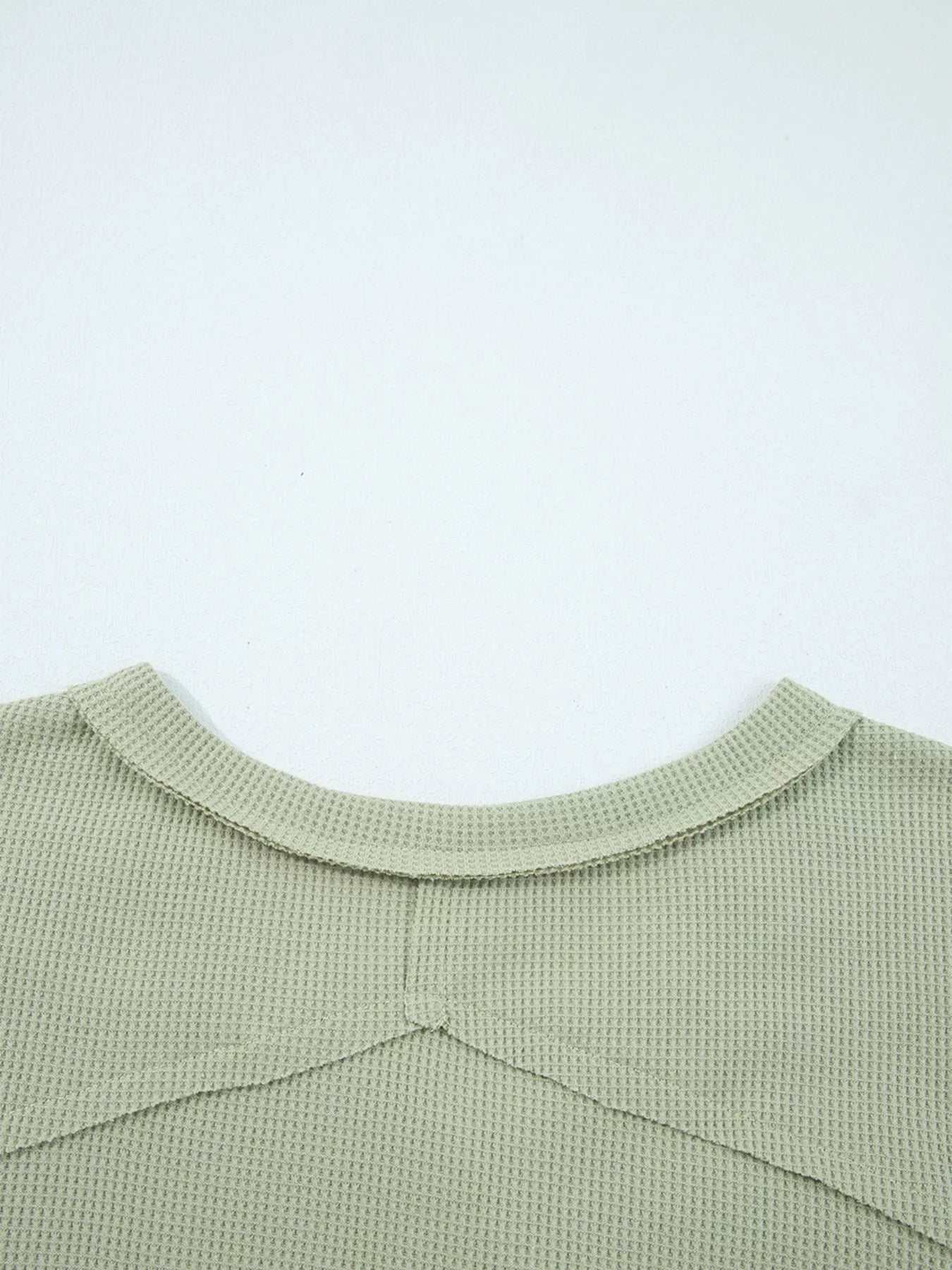 Exposed Seam Waffle Striped Patchwork Baggy Blouse 