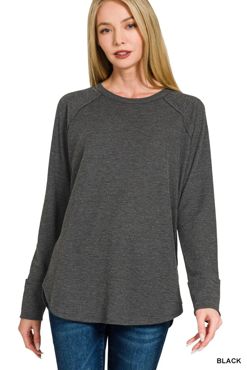Zenana Baby Waffle Long Sleeve Top 