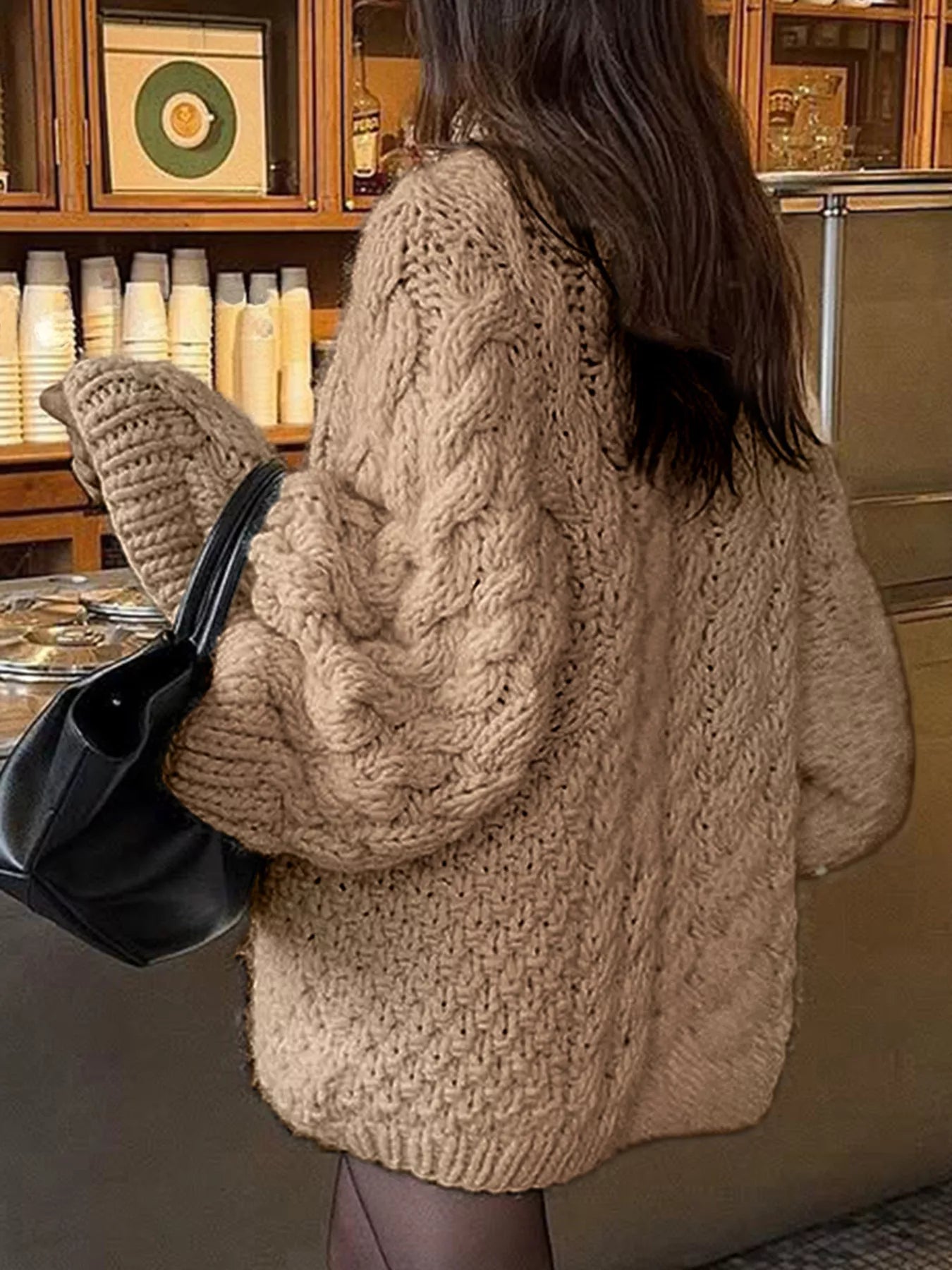 Cable Knit Round Neck Sweater 