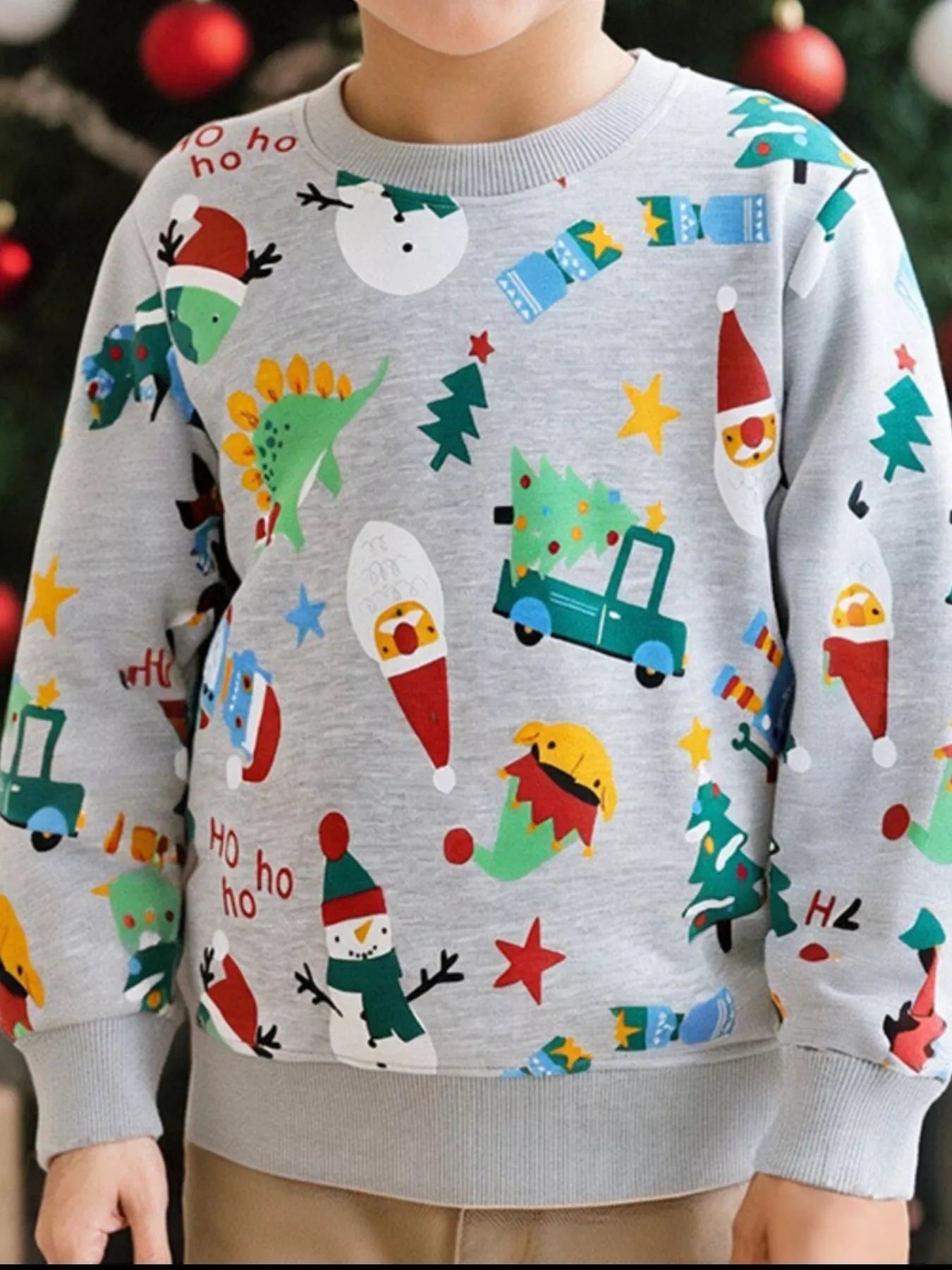 Children's Christmas Print Crewneck Sweatshirt 