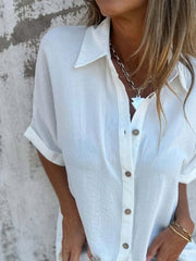 Full Size Collared Neck Half Sleeve Shirt Plus Size 