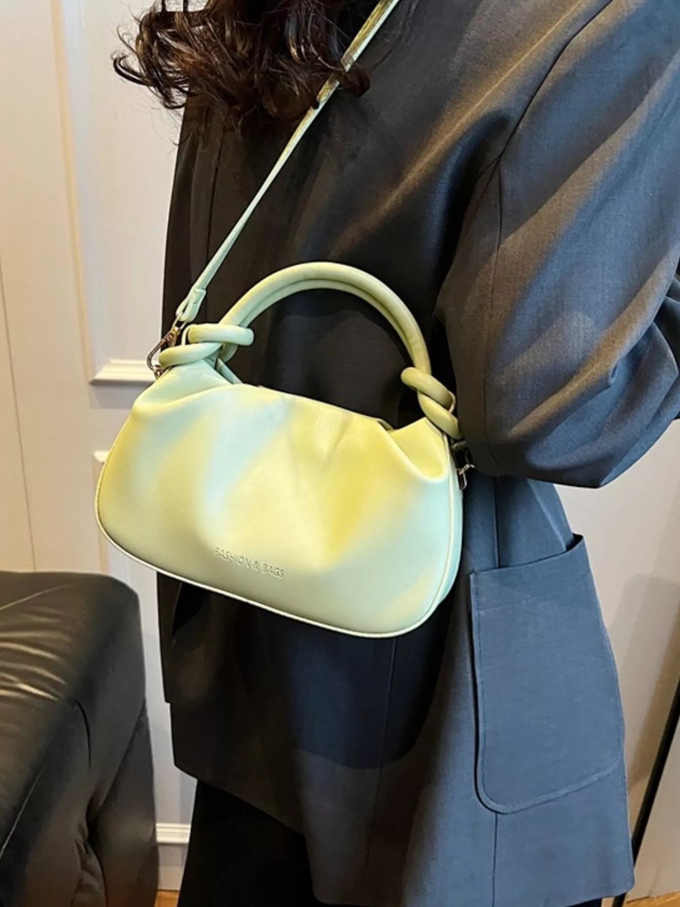 Knot Handle Ruched Crossbody Bag 