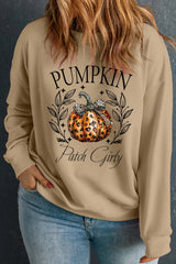 Plus Size Pumpkin Graphic Long Sleeve Sweatshirt 