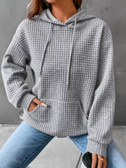 Full Size Textured Kangaroo Pocket Hoodie Plus Size 
