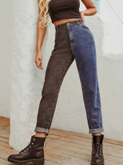Two Tone Straight Leg Jeans 