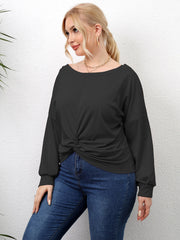 Plus Size Twisted Drop Shoulder T-Shirt 