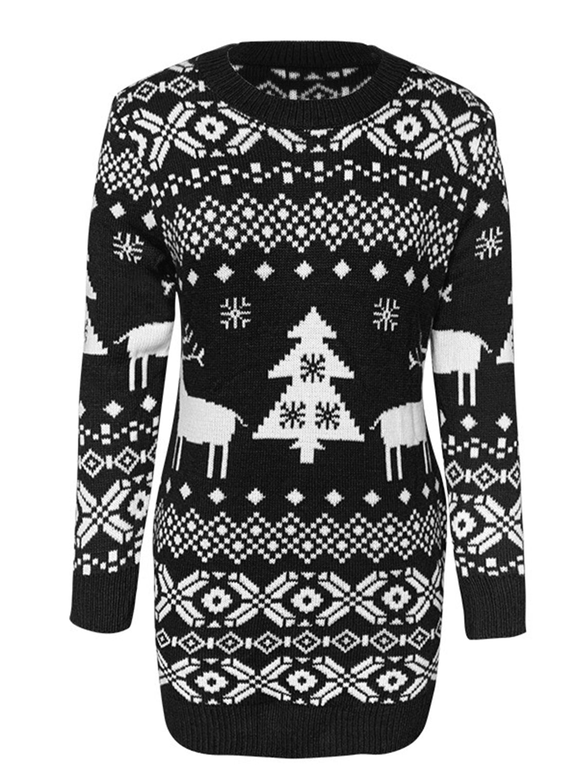 Christmas Element Round Neck Mini Sweater Dress 