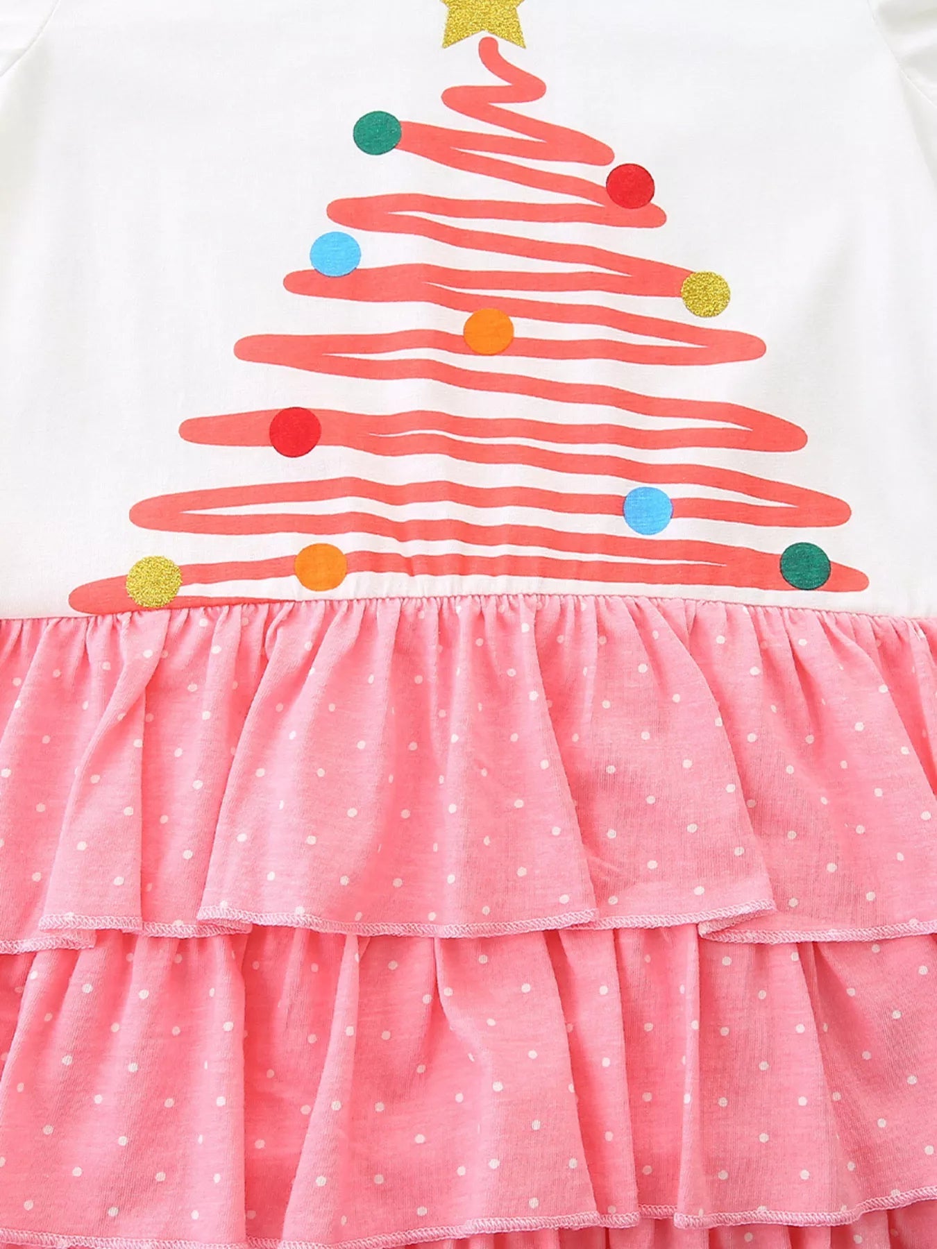 Children's Christmas Tree Ruffle Layered Dress 