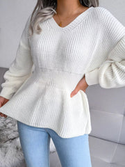 V-Neck Dropped Shoulder Sweater 