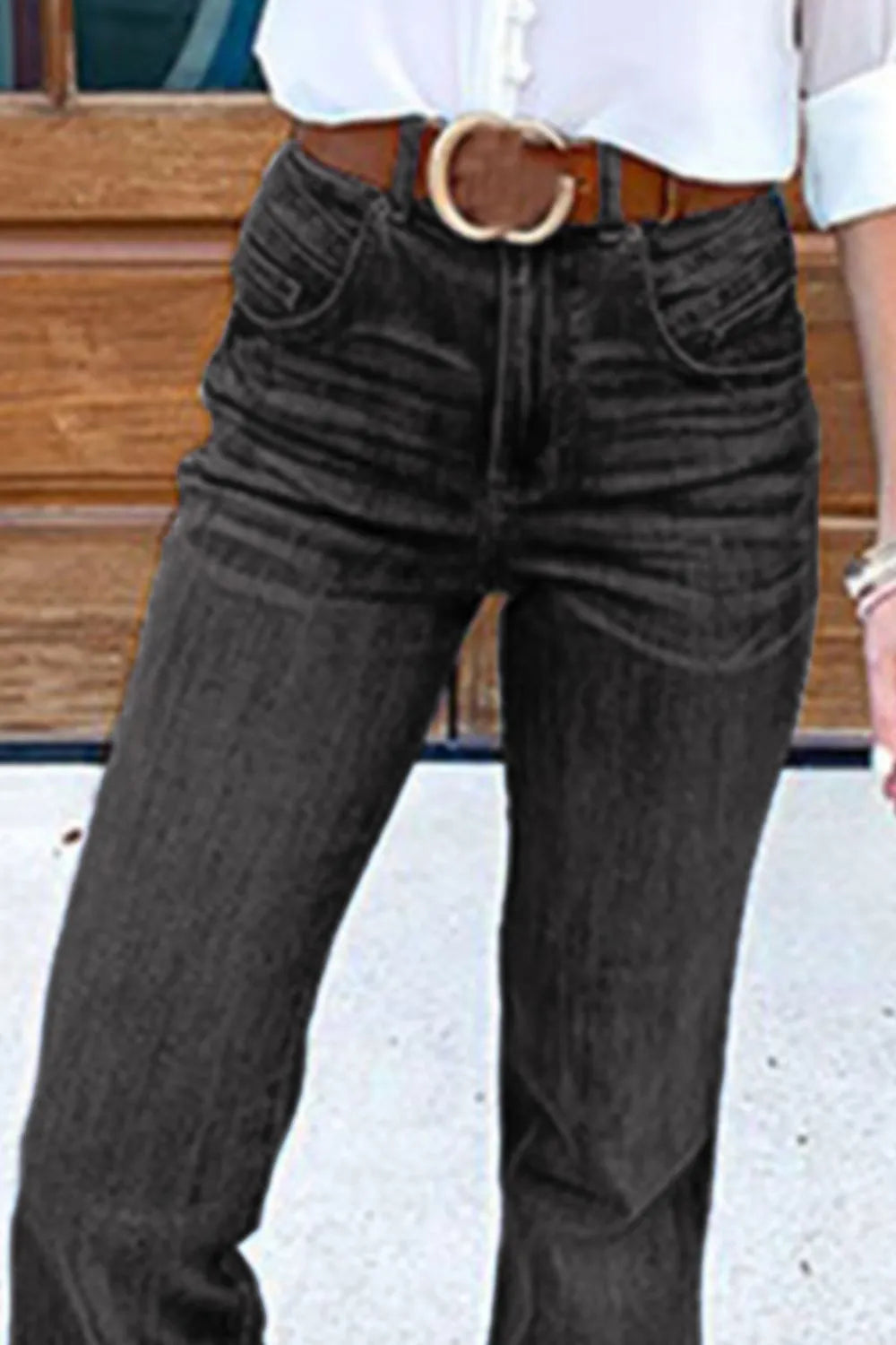 Full Size Flare Jeans with Pockets Plus Size 