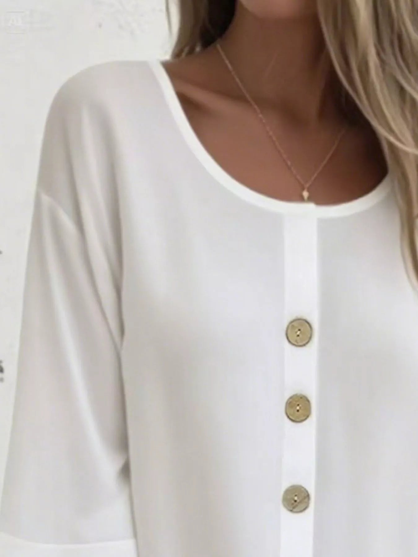 Full Size Button-Front 3/4 Sleeve Casual Blouse Plus Size 