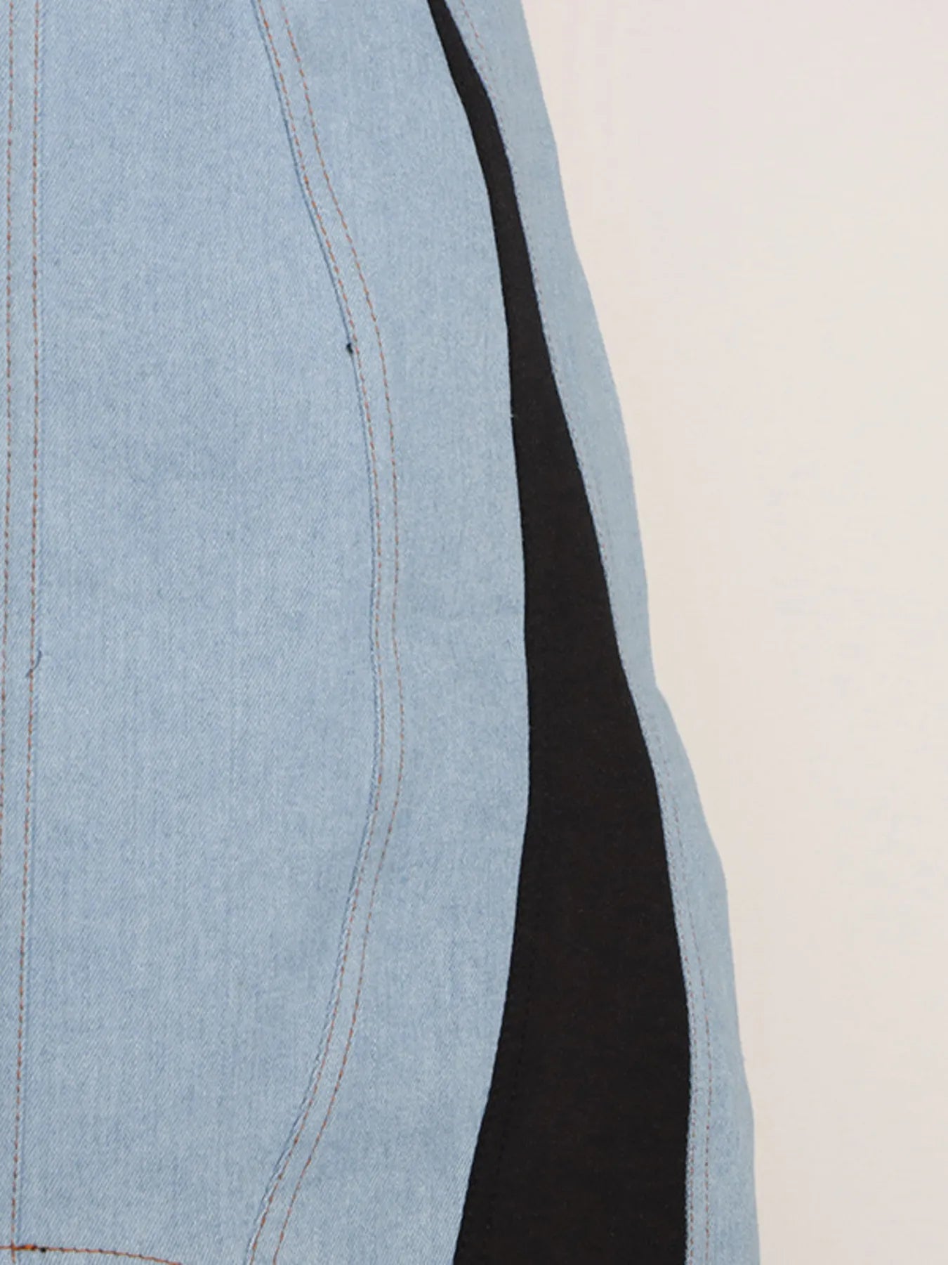 Contrast Adjustable Strap Denim Dress 