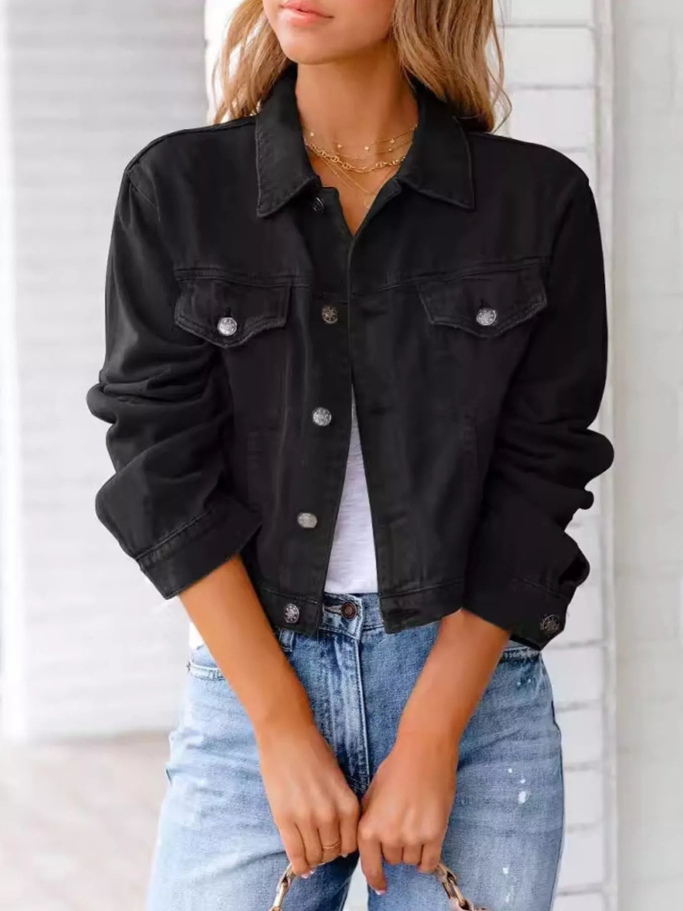 Button Up Long Sleeve Denim Jacket 
