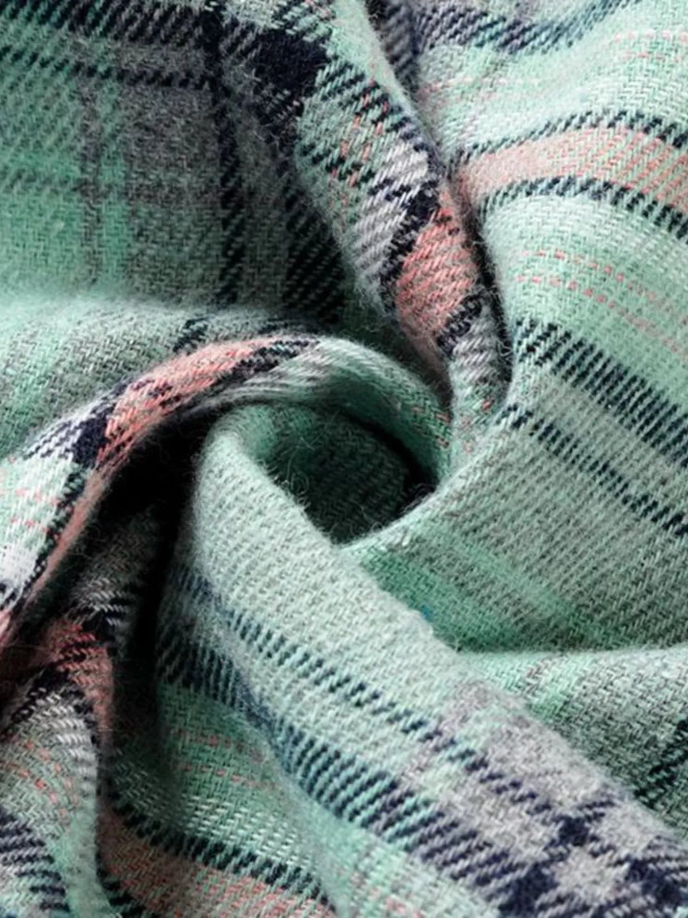 Plaid Button-Up Hooded Shirt with Chest Pocket 