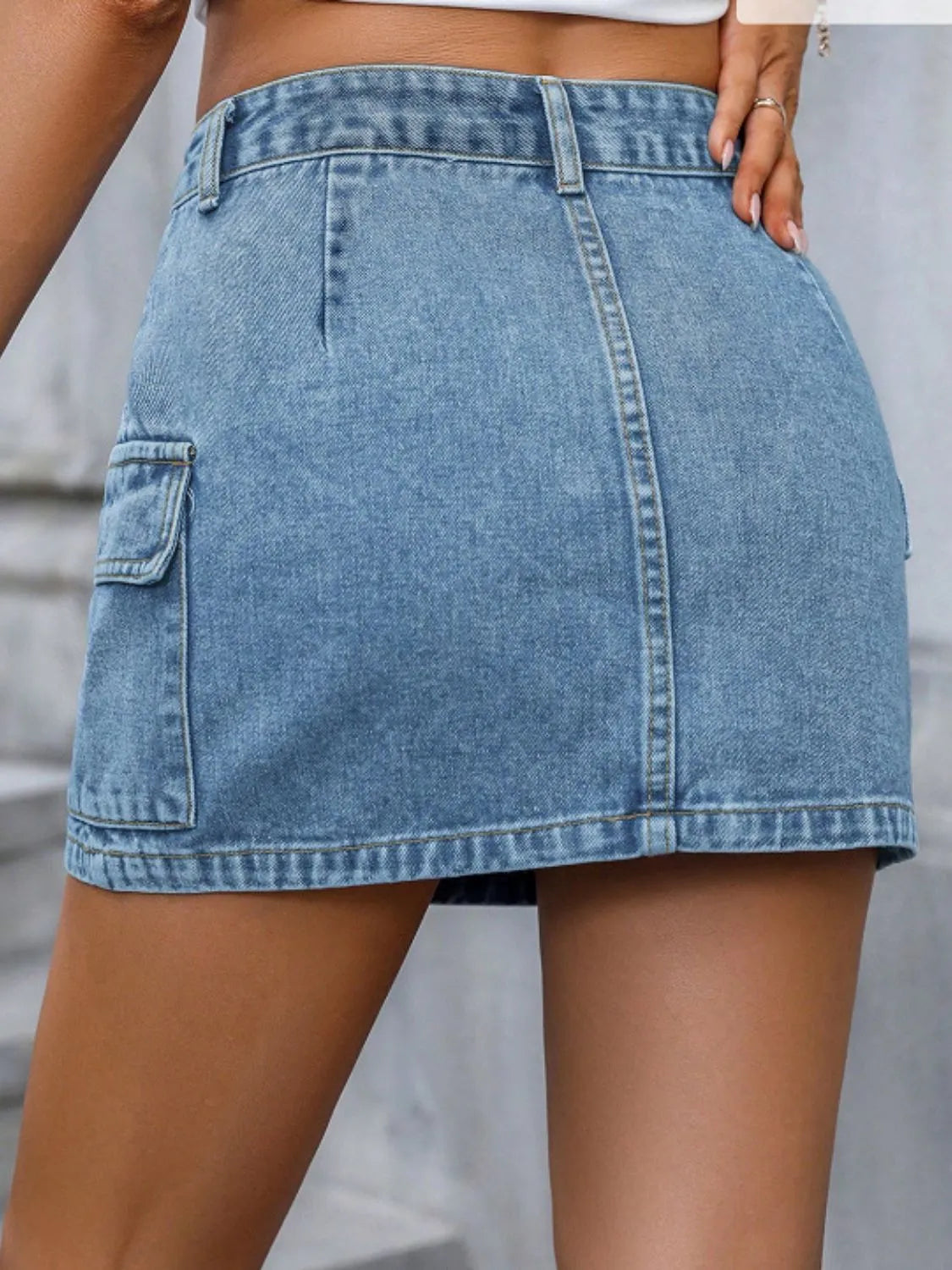 Pocketed Denim Mini Skirt 