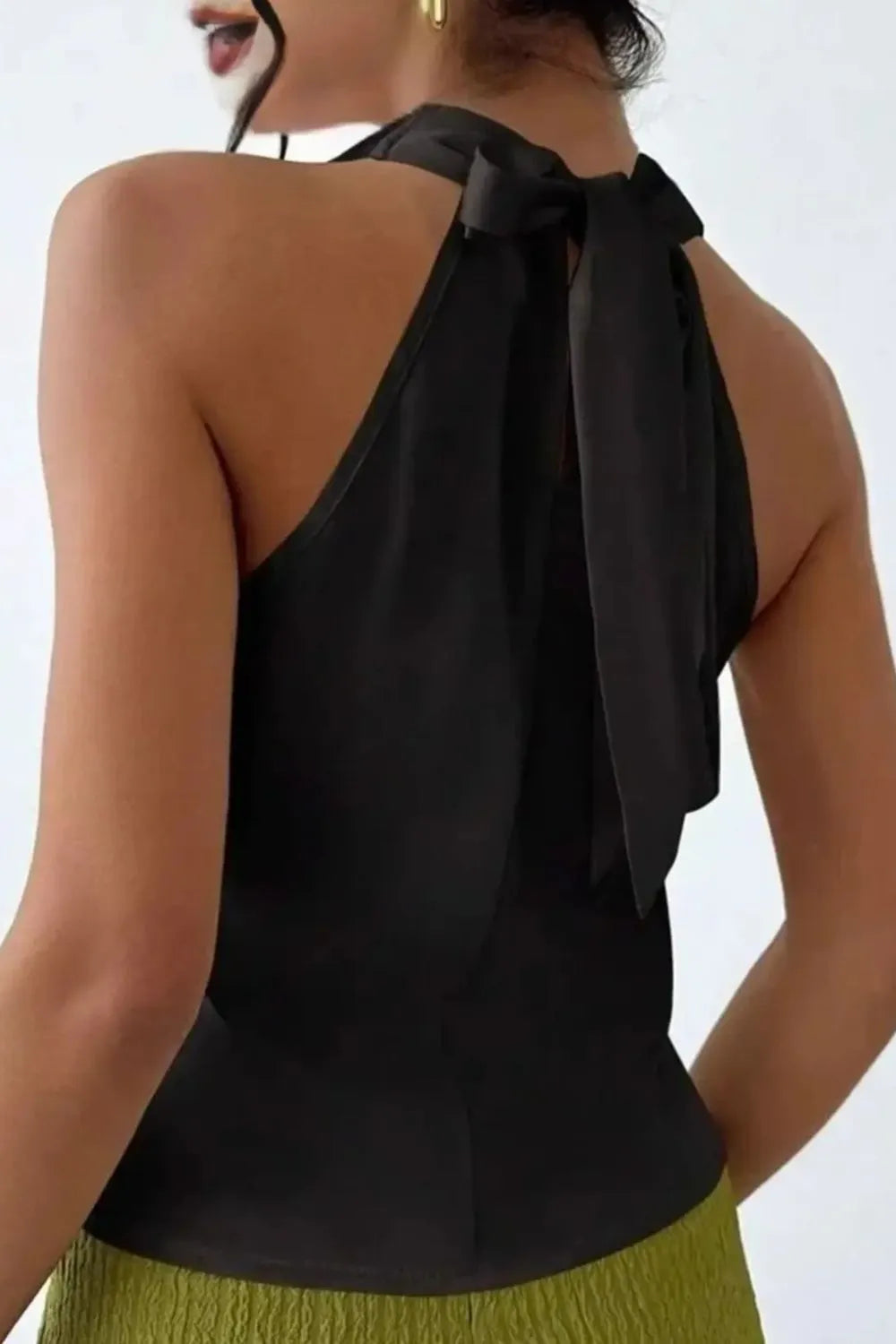 Satin Cowl Neck Sleeveless Blouse 
