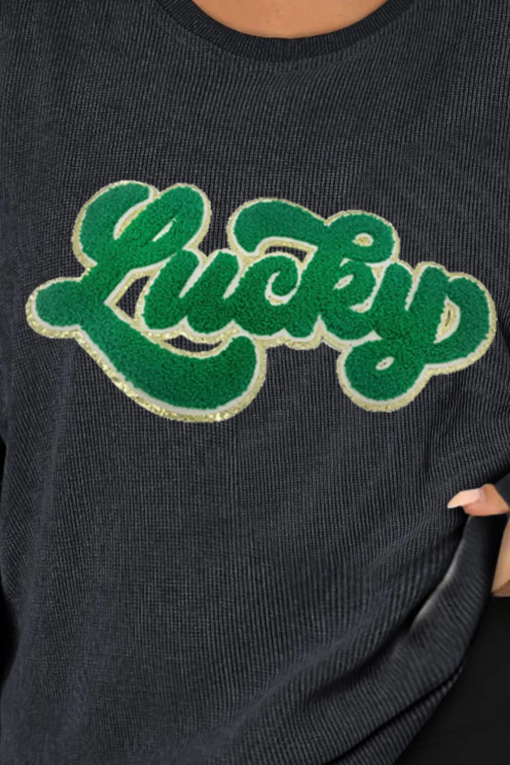 Plus Size LUCKY Round Neck Sweatshirt 