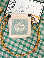 Embroidered Crossbody Bag with Rope Strap 