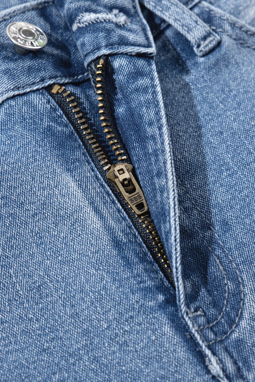 Raw Hem Wide Leg Jeans with Pockets 