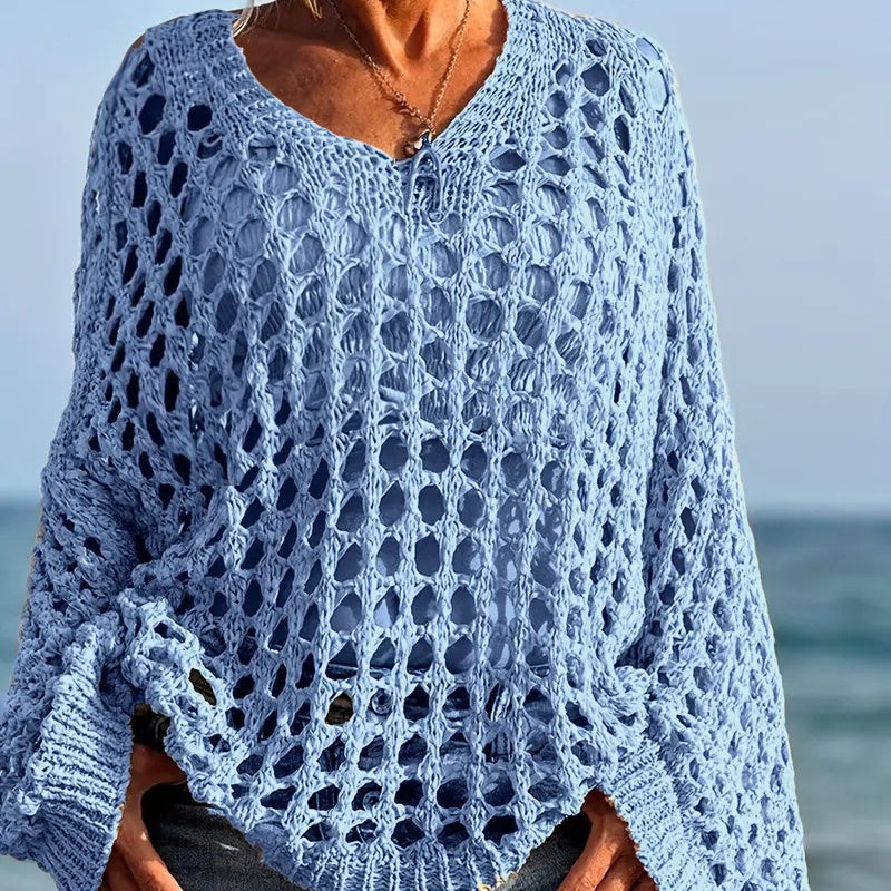 Celeste Airy Crochet Knit Top | Relaxed Fit Warm-Weather Layer 
