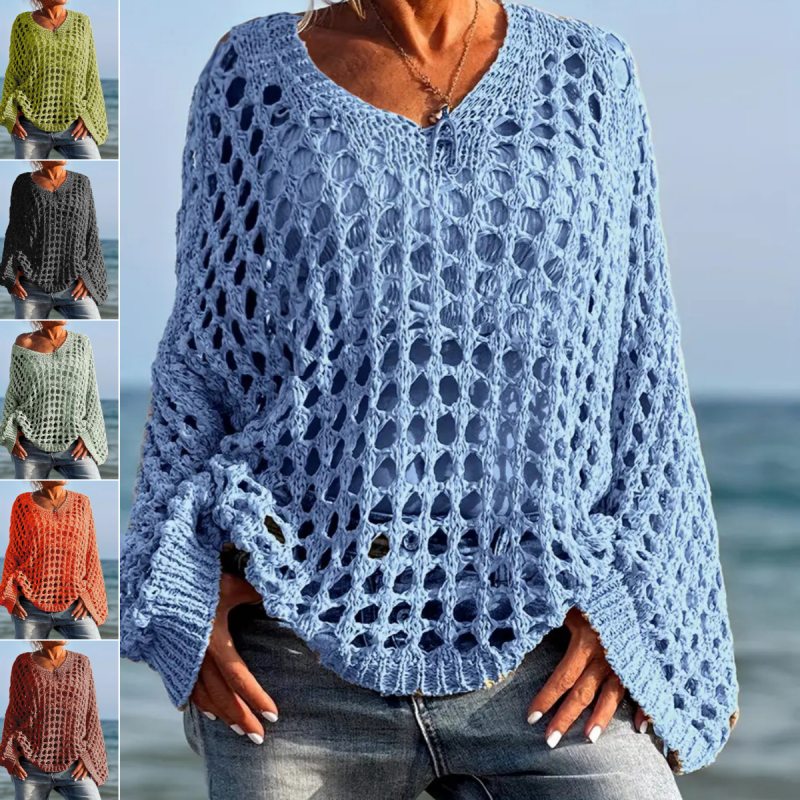 Celeste Airy Crochet Knit Top | Relaxed Fit Warm-Weather Layer 