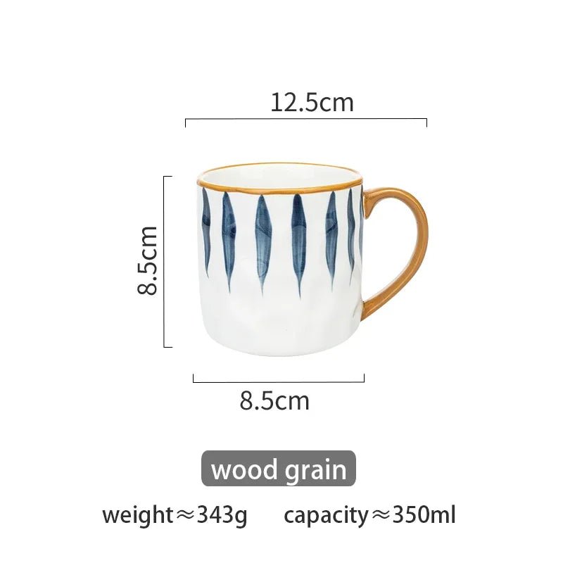Ceramic Coffee Mug with Bold Blue and White Design – 350ml Pottery Mug, Dishwasher Safe, Artistic Accent 