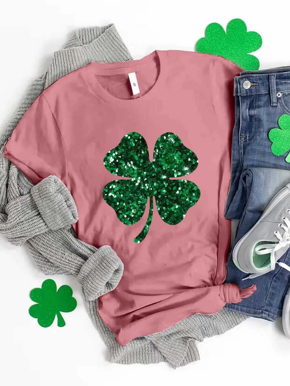 Lucky Clover Round Neck T-Shirt 