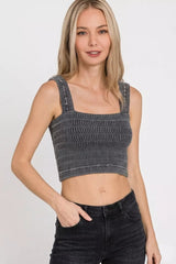 Zenana Seamless Winkle Stone Washed Bra Top 