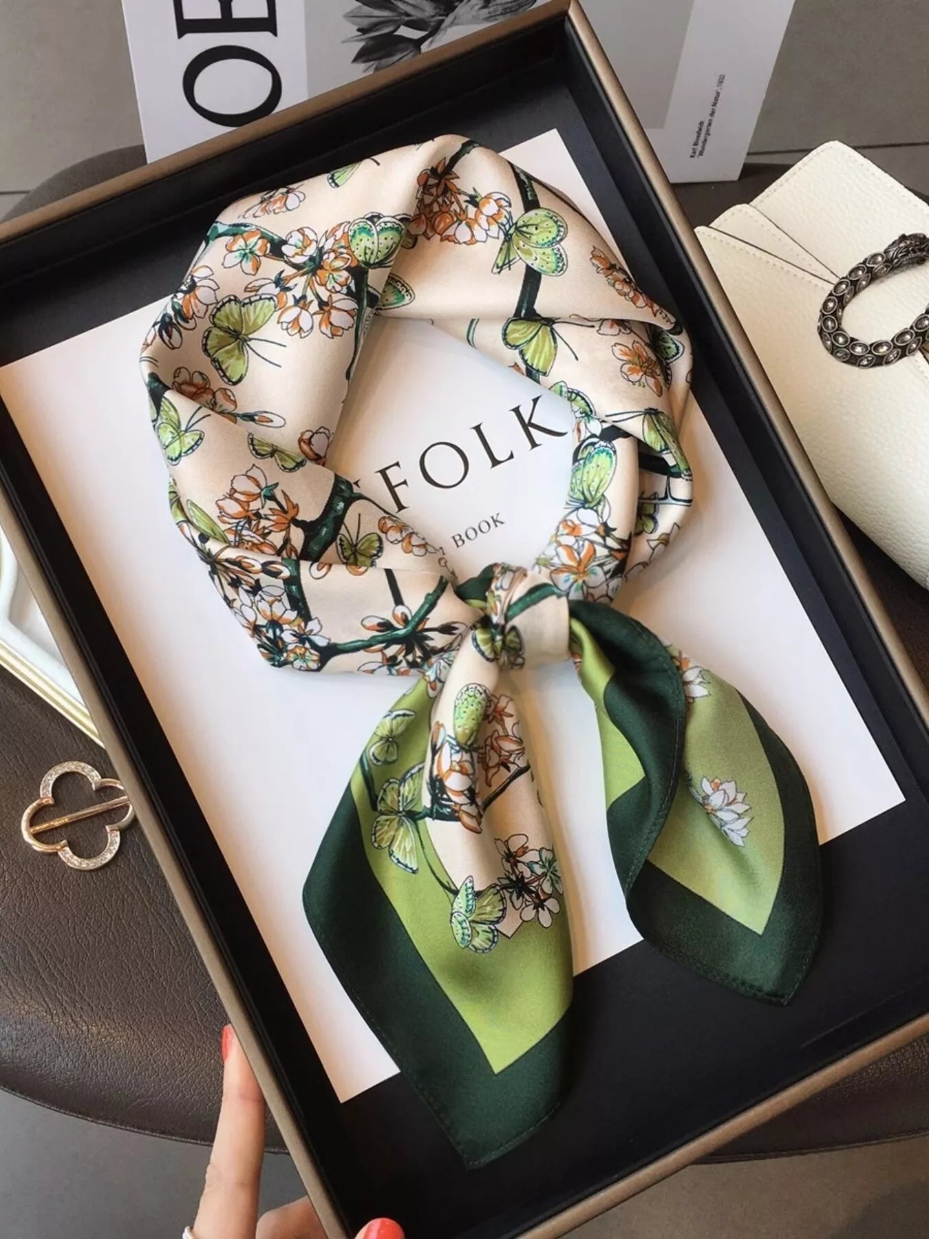 Floral Print Silk Scarf 