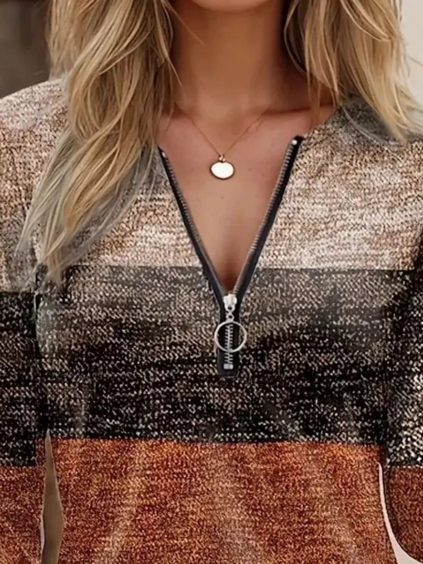 Quarter Zip Color Block Top 