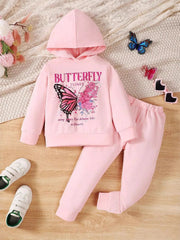 Children's Butterfly Flower Hoodie & Pants Set 